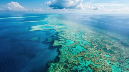 Scenic view of Great Barrier Reef from above