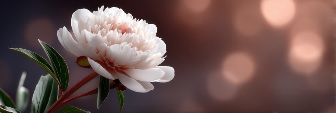 Elegant peony blooming in soft dreamy light for floral design and decoration