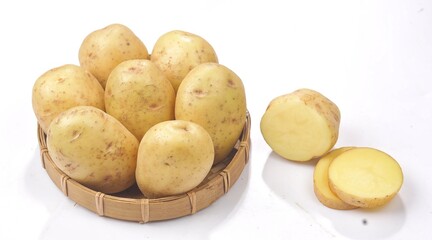 Kentang. Potatoes are a type of tuber that is rich in nutrients and has various health benefits.. Potato isolated