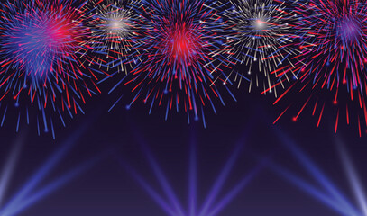 USA 4th of july independence day with fireworks vector illustration dark background