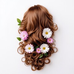 Naklejka premium Curls with flowers