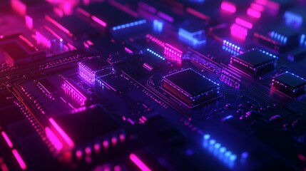 Fototapeta premium Abstract integrated circuit design symbolizing futuristic innovation and technological advancement.