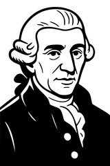 the father of the symphony and string quartet, austrian composer, musician, portrait, illustration, vector, haydn