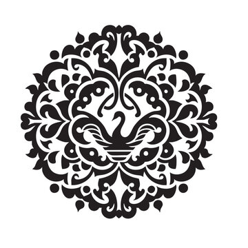 Arabesque black and white silhouette icon