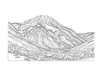 Aspen Mountain in Aspen one line drawing