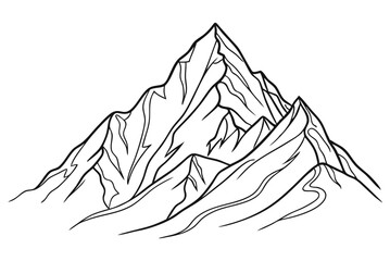 Himalayan Mountain Drawing of Everest in Elegant Line Style