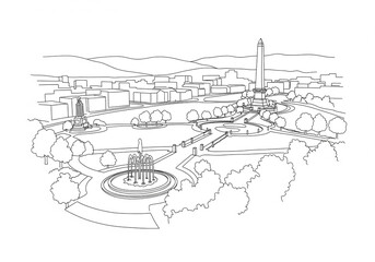 Bicentennial Capitol Mall State Park in Nashville one line drawing