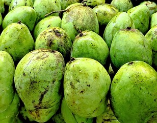 Fresh Green Mango with Mango Background