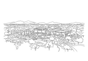 Obraz premium Phoenix Zoo in Phoenix one line drawing