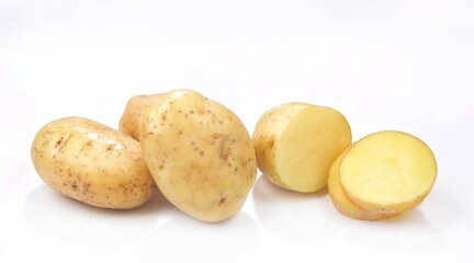 Kentang. Potatoes are a type of tuber that is rich in nutrients and has various health benefits.. Potato isolated