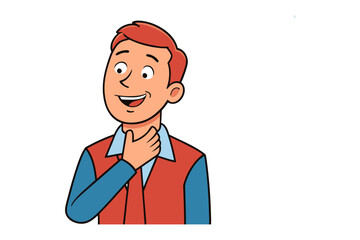 Joyful and Affable Man: A friendly, illustrated man, displaying open body language, embodying positivity, and offering a welcoming presence.