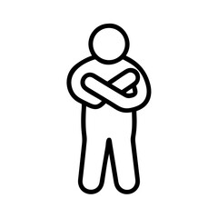 Fototapeta premium Simple line drawing of a person hugging themselves 