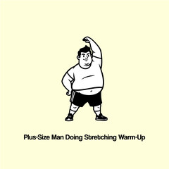  Plus-Size Man Doing Stretching Warm-Up
