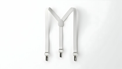 White Suspenders Isolated on White Background Minimalist Accessory