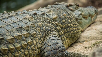 Obraz premium Alligator Scales — Reptilian Power in Detail