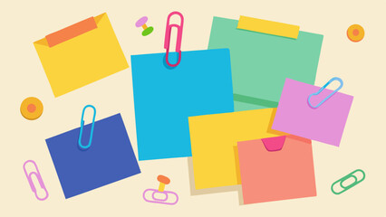 Vibrant Back to School: Cute set of colorful sticky notes and paper c