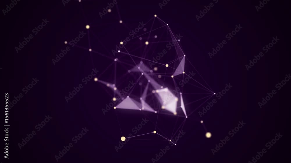 Poster futuristic purple network connection structure on dark background. concept of hi tech and future. co