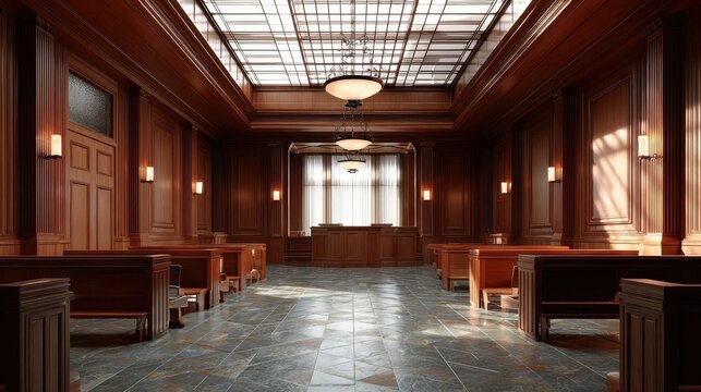 Elegant Wooden Courtroom Interior Design