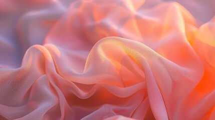 Obraz premium Soft Pink Fabric Draped with Gentle Folds Creating Romantic Ambient Bokeh Effect