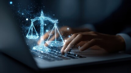 Digital Justice System on Laptop