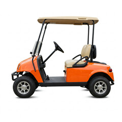 Orange Golf Cart on Isolated White Background