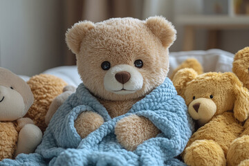 Obraz premium Wrapped in Softness With Plush Companions Around