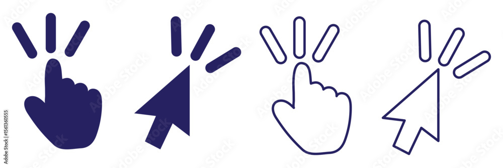 Fototapete computer mouse click cursor gray arrow icons set and loading icons. cursor icon. vector illustration