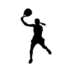 Fierce Padel Shot by Female Athlete, Silhouette of Woman with Raised Paddle in Action