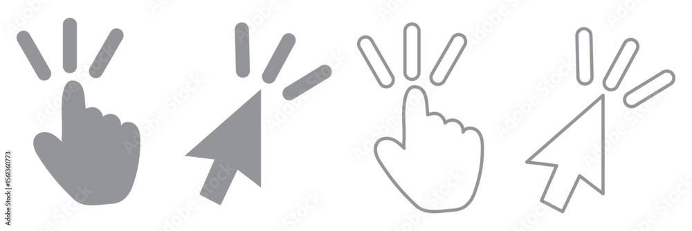 Poster computer mouse click cursor gray arrow icons set and loading icons. cursor icon. vector illustration