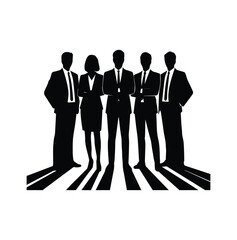 Group of standing pose business men and women team silhouette design