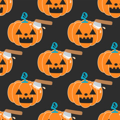 Halloween pumpkins seamless pattern