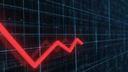 market crash graph, Red declining stock chart animation on blue digital background showing financial crisis bearish economy and global market downfall investment visuals - Powered by Adobe