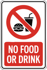 No Food Or Drink Allowed Sign With Red Prohibition Circle Showing Burger And Beverage Symbol For Safety Cleanliness And Regulation

