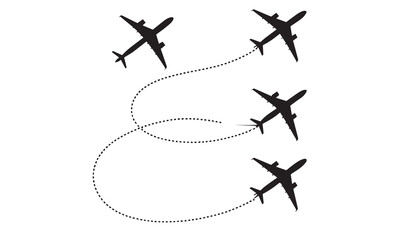 Airplane line path vector illustration