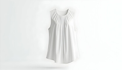 White Sleeveless Top Isolated on White Background for Fashion Design