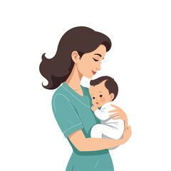 Obraz premium Mother Holding Baby Vector Illustration