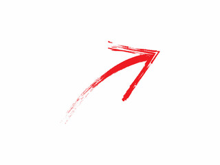 A bold, red arrow created with a textured brushstroke effect, pointing to the right against a plain white background.