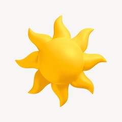 Sun, weather icon, 3D rendering illustration