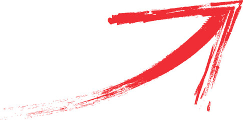 A bold, red arrow created with a textured brushstroke effect, pointing to the right against a plain white background.