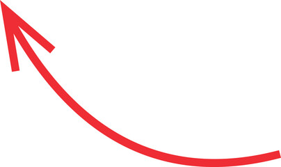 Red curved upward arrow graphic on white background