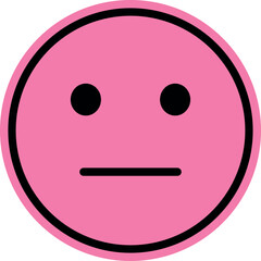 A simple, flat design pink emoji face with a neutral expression.