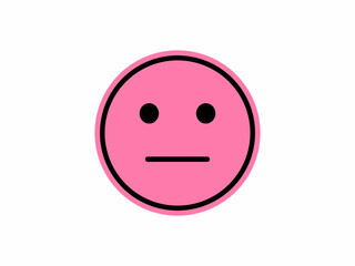 A simple, flat design pink emoji face with a neutral expression.
