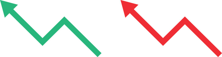 Green and Red Trend Charts for Business Growth and Decline.