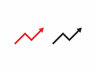 Two simple upward trend graphs, one in red and one in black, against a white background.