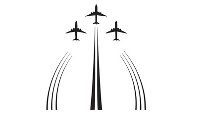 Airplane line path vector illustration