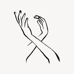 Female hands collage element, drawing illustration