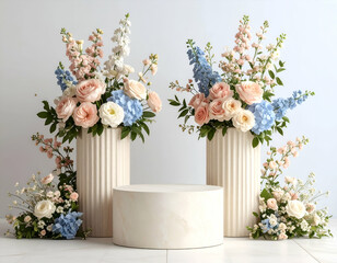 Pastel Floral Arrangements Delicate Blooms in Cylindrical Vases