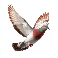 Obraz premium Pigeon in Flight: A Stunning Aerial Portrait , white background cut out PNG