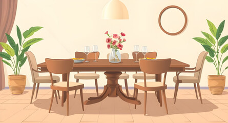 dining furniture design, table graphic, dining set vector, home furniture illustration, table vector illustration, table design, family dining table, dinner table vector, dining table art, table flat 