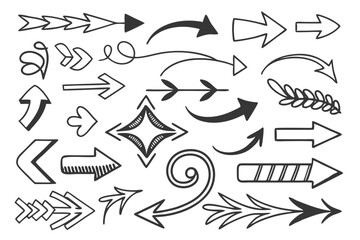Black Hand-Drawn Arrows in Vector Sketch Style Featuring Zigzag and Circular Designs for UI Navigation Projects, Infographics, and Presentation Templates.

